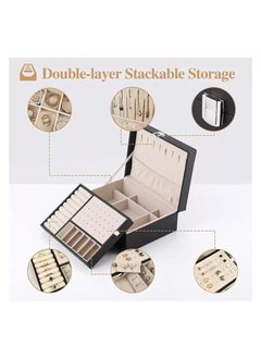 Generic Leather Jewelry and Accessories Box and Organizer 2 Layers with Protective Key 1 Piece Random Color  - Image 2
