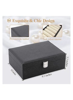 Generic Leather Jewelry and Accessories Box and Organizer 2 Layers with Protective Key 1 Piece Random Color  - Image 3