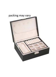 Generic Leather Jewelry and Accessories Box and Organizer 2 Layers with Protective Key 1 Piece Random Color  - Image 1