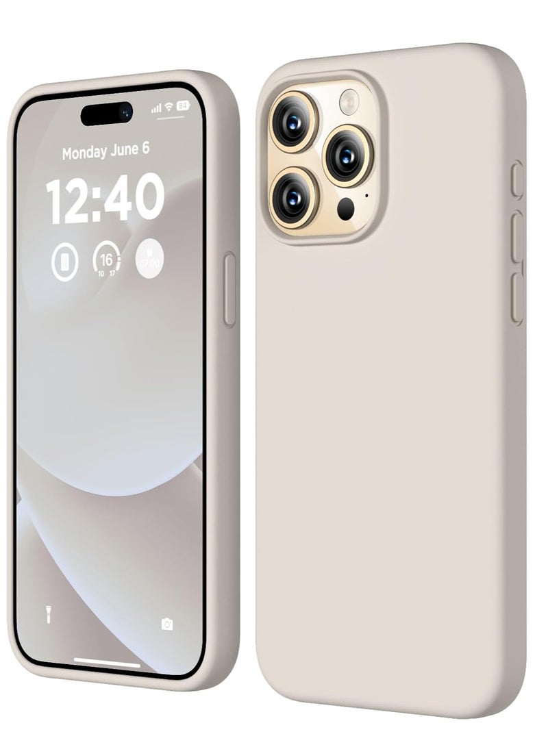 ELTRAZONE Compatible with iPhone 15 Pro Max Case, Liquid Silicone Case, Full Body Shockproof Protective Cover Slim Thin Phone Case with [Soft Anti-Scratch Microfiber Lining], 6.7 inch-Stone - Image 1