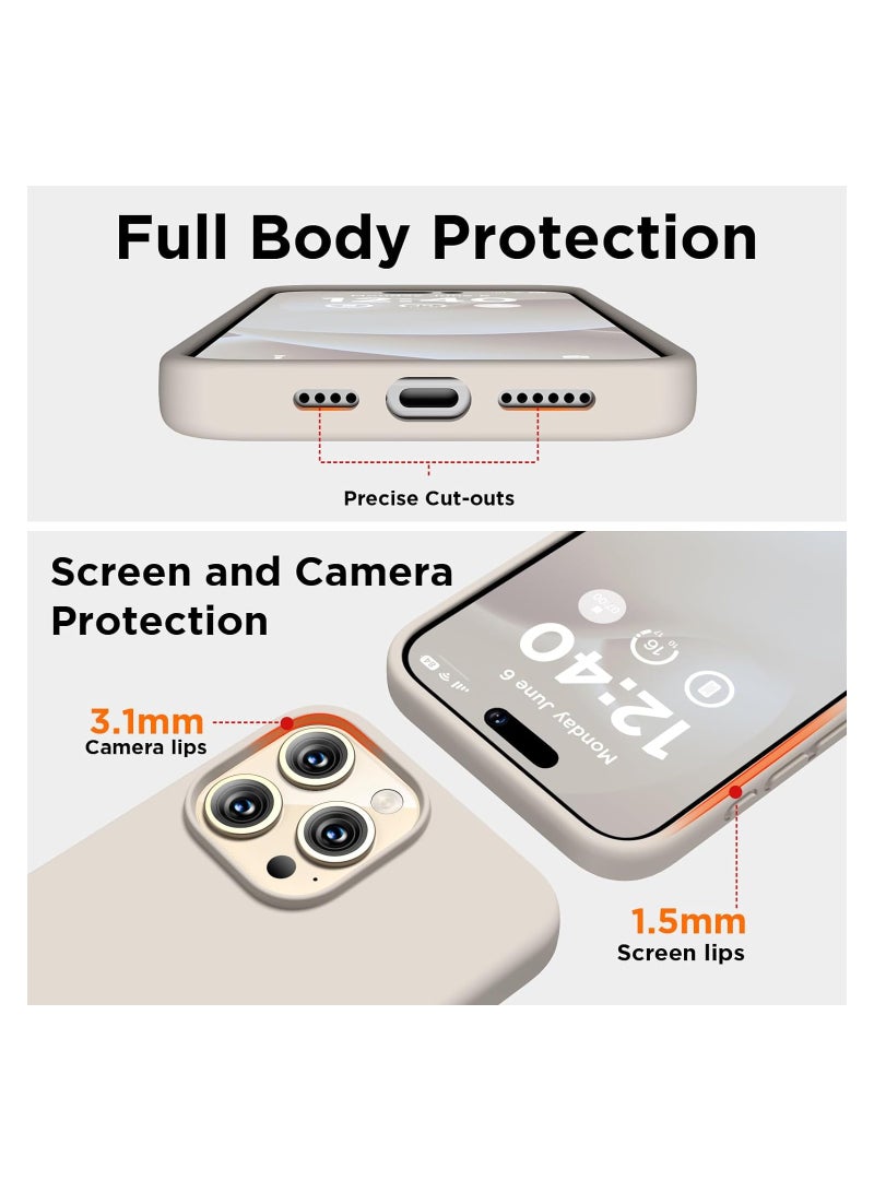 ELTRAZONE Compatible with iPhone 15 Pro Max Case, Liquid Silicone Case, Full Body Shockproof Protective Cover Slim Thin Phone Case with [Soft Anti-Scratch Microfiber Lining], 6.7 inch-Stone - Image 4