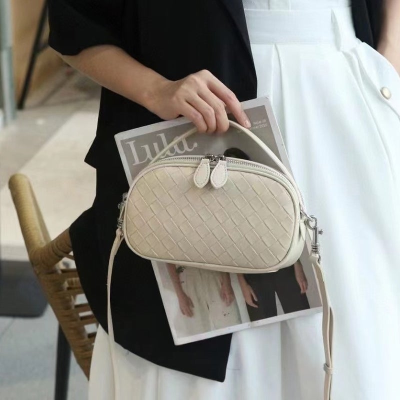 Genuine Leather Bag Women'S High-End Rhombic Bag Top Layer Cowhide Shoulder Crossbody Bag Soft Leather Women'S Small Bag - Image 3