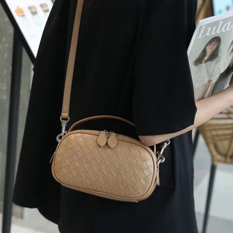 Genuine Leather Bag Women'S High-End Rhombic Bag Top Layer Cowhide Shoulder Crossbody Bag Soft Leather Women'S Small Bag - Image 2