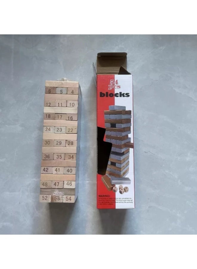 54-Piece Wooden Blocks Playset - Image 1