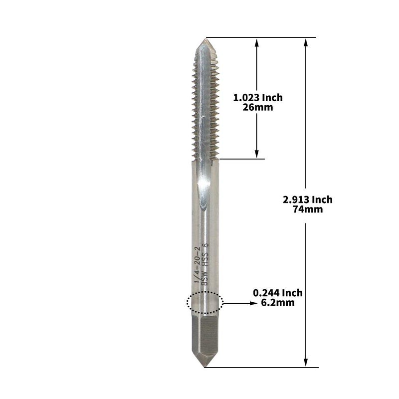 LingGan 1/4"-20 BSW HSS Right Hand Thread Tap high quality High Speed Steel 6542 Used For Conventional Machine Tapping Or CNC Tapping, Can Tap Steel And Stainless Steel. - Image 4