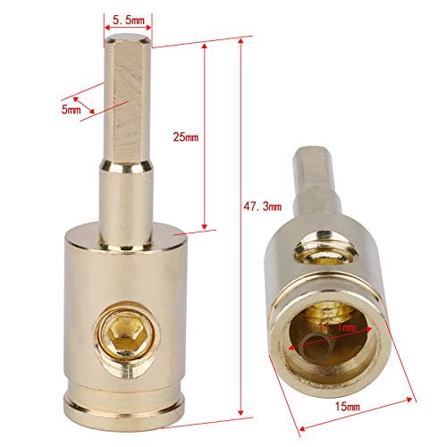 KOROP Amp Input Reducer 4pcs 4 Gauge to 8 Gauge Wire Reducer Power/Ground Input Reducer Adapter Brass with Gold Plated - Image 2
