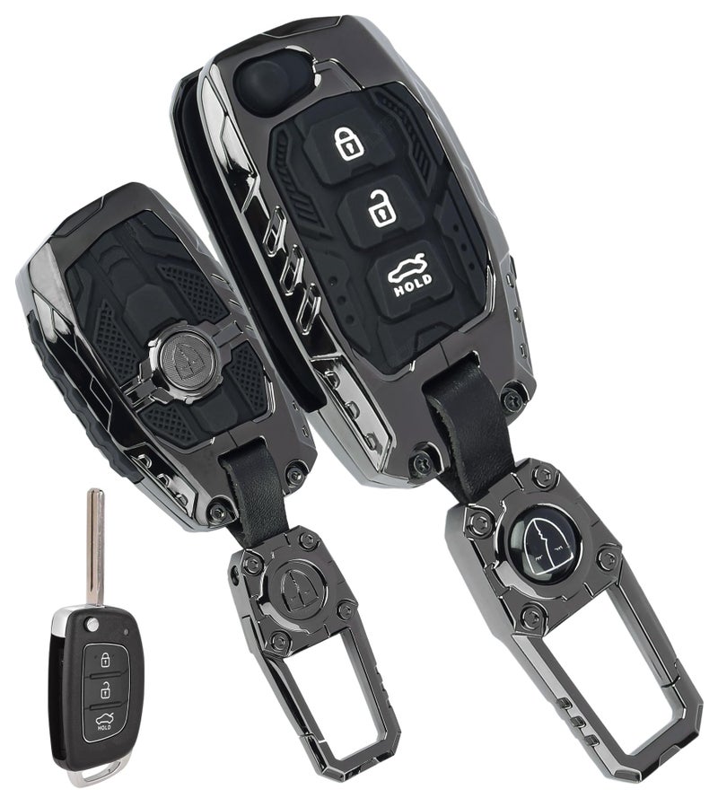 Coll of Fest Car Key Cover Compatible with Hyundai Creta, Venue, Tucson, Alcazar, i20, Grand i10 Nios, Aura, Xcent, Exter 3-Button Smart Flip Key (Transformer Armour Series) - Image 1