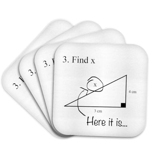 3dRose CST_107310_1 Find X Here it is, Math Humor, School Humor, Funny, Geometry, Algebra-Soft Coasters, Set of 4 - Image 1
