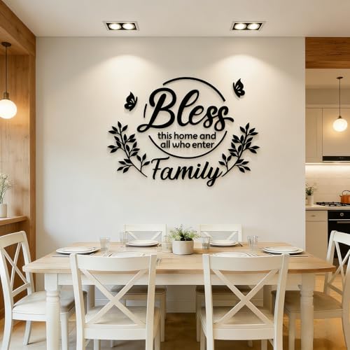 guangmu Dining Room Wall Decor Kitchen - Dining Room Art Bless This Home Living Room Kitchen Dining Room Decor forDecorations Living Room Home Wall Stickers 39.4x30.3in Black - Image 4