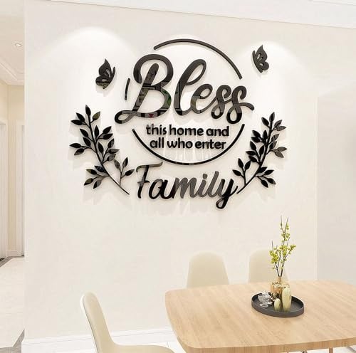 guangmu Dining Room Wall Decor Kitchen - Dining Room Art Bless This Home Living Room Kitchen Dining Room Decor forDecorations Living Room Home Wall Stickers 39.4x30.3in Black - Image 1