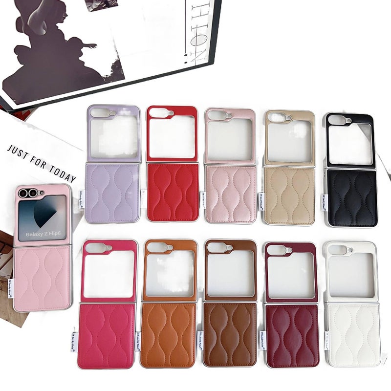 Protective Case | Shockproof Cover for Samsung Galaxy Z Flip 6 | Drop Protection | Khaki Leather Texture - Image 2