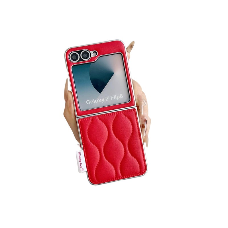 Protective Case | Shockproof Cover for Samsung Galaxy Z Flip 6 | Drop Protection | Khaki Leather Texture - Image 3