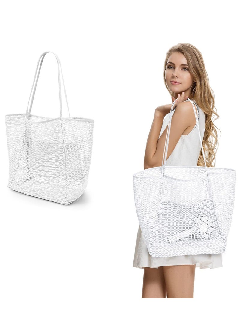 Y&D Mesh Tote Bag Beach Extra Large Bags for Women with Zip Pocket Shoulder Summer Reusable Shopping Picnic Holiday Travel Daily Pool Gym  - Image 1