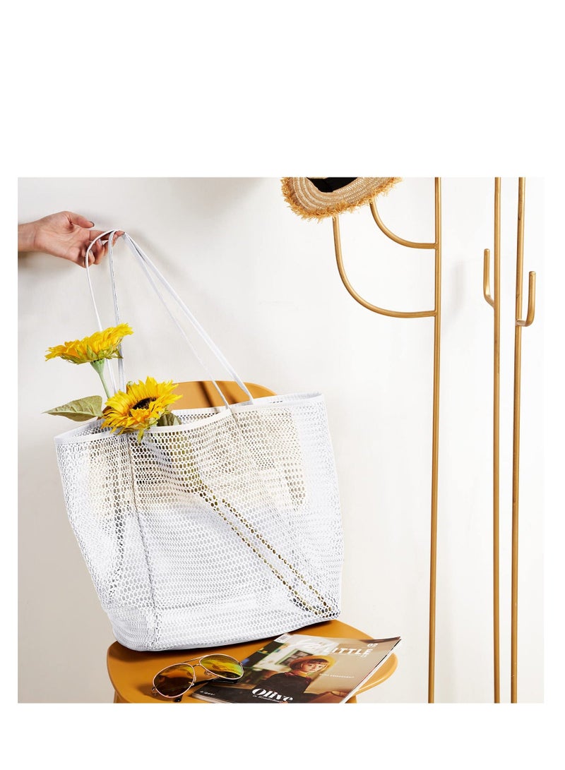 Y&D Mesh Tote Bag Beach Extra Large Bags for Women with Zip Pocket Shoulder Summer Reusable Shopping Picnic Holiday Travel Daily Pool Gym  - Image 5