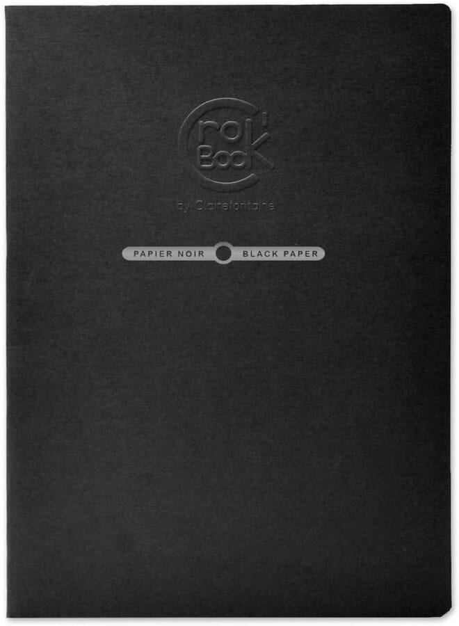 Clairefontaine Crok'Book Portrait Staplebound, 120 g, A4, 20 Black Sheets - Black Cover
