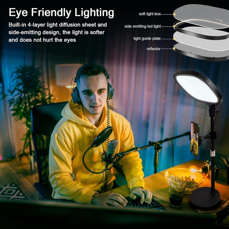 Adofys Slab Key Light for Video Shooting YouTube, Tripod Stand with Light Five Color Temperatures 3200K-5600K, Adjustable Brightness 1455 Lumens, CRI 95+ with Extendable Stand for Content Creation. - Image 5