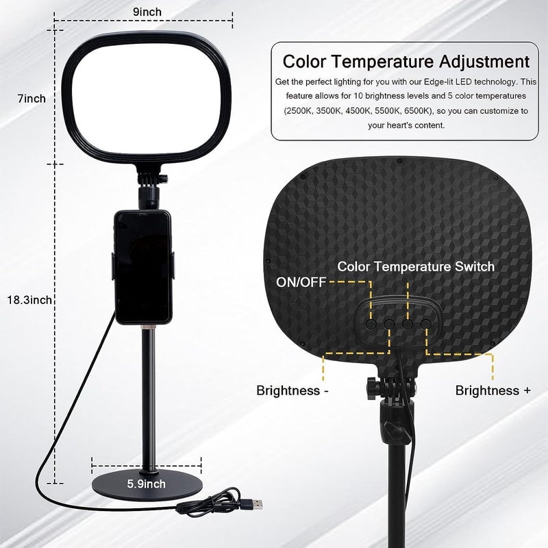 Adofys Slab Key Light for Video Shooting YouTube, Tripod Stand with Light Five Color Temperatures 3200K-5600K, Adjustable Brightness 1455 Lumens, CRI 95+ with Extendable Stand for Content Creation. - Image 2