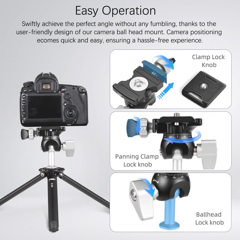 BAFANG Desktop Tripod Stand with 360° Panoramic Inverted Ballhead Full Metal 5kg/11lbs Load Capacity for Vlog Video Recording Accessories - Image 4
