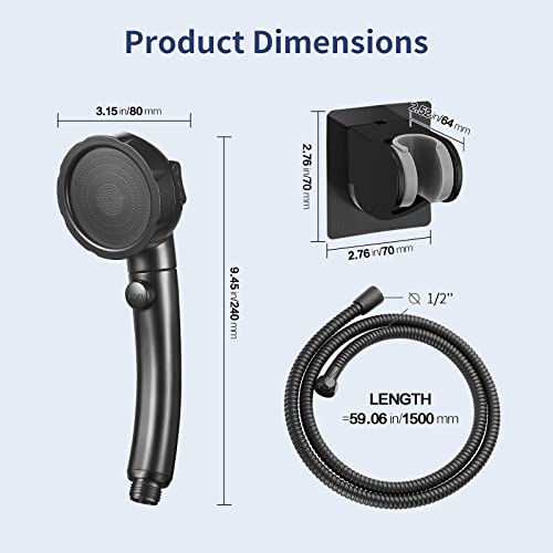 HANLIAN High Pressure Shower Head with Pause Button, 3 Spray Modes Shower Head for RV Camper, Water Saving On Off Shower, Handheld Shower Head with Hose and Adjustable Self-adhesive Holder (Black) - Image 5