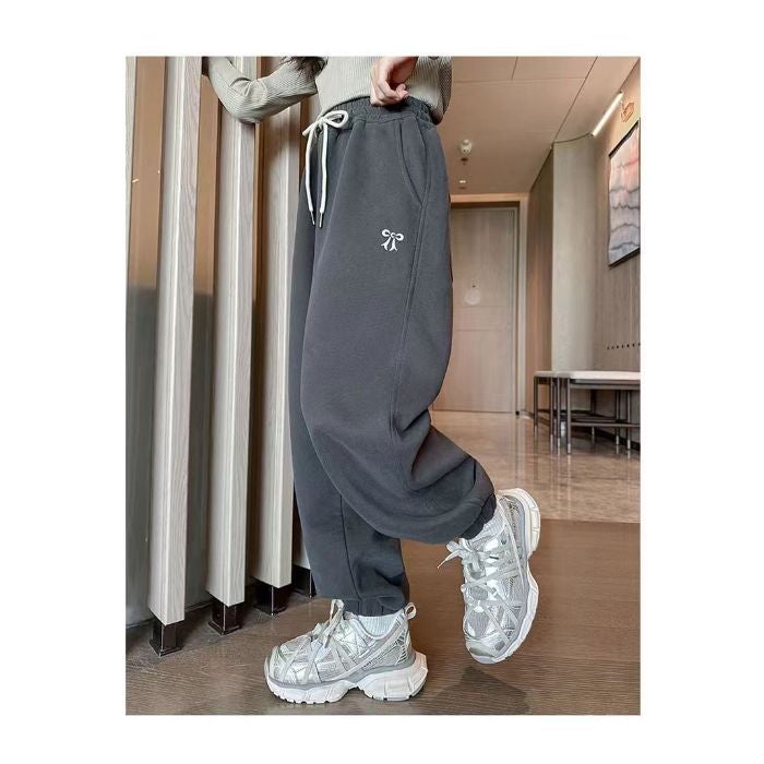 Girls' Fleece-Lined Casual Pants 2024 Children'S Fashion New Printed Children'S Toe Sports Pants - Image 1
