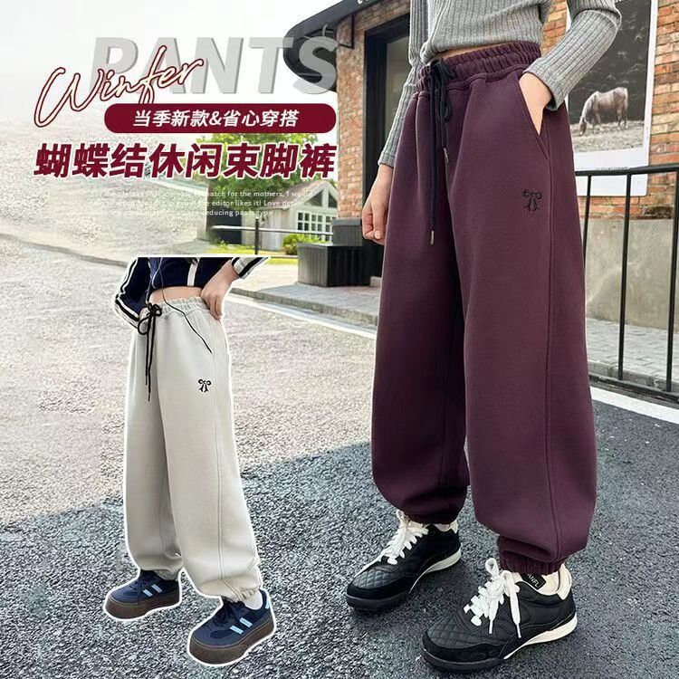 Girls' Fleece-Lined Casual Pants 2024 Children'S Fashion New Printed Children'S Toe Sports Pants - Image 5