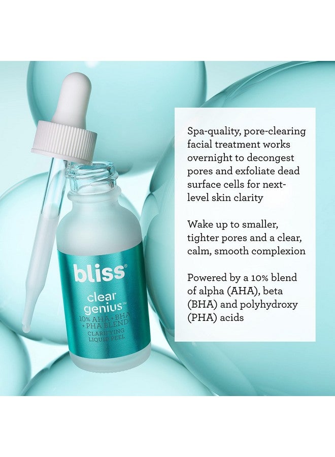 BLISS Clear Genius Clarifying Overnight Liquid Peel - 1 Fl Oz - Clear Pores & Exfoliate Skin - Non-Irritating - Clean - Vegan & Cruelty-Free