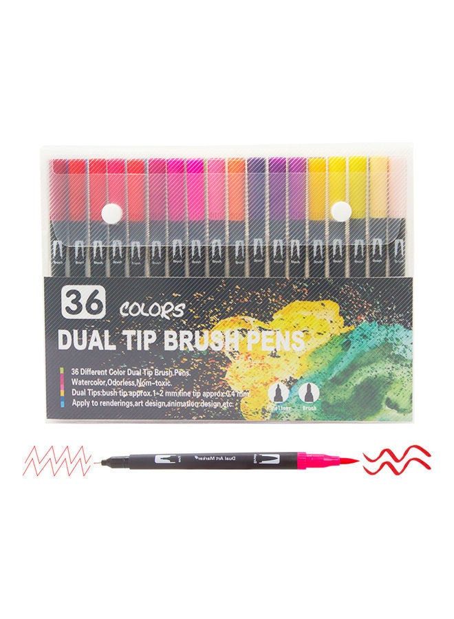NIBEMINENT 36 Colors Dual Tip Brush Pens Art Markers Set and Fine Tips Colored for Children Multicolor - Image 1