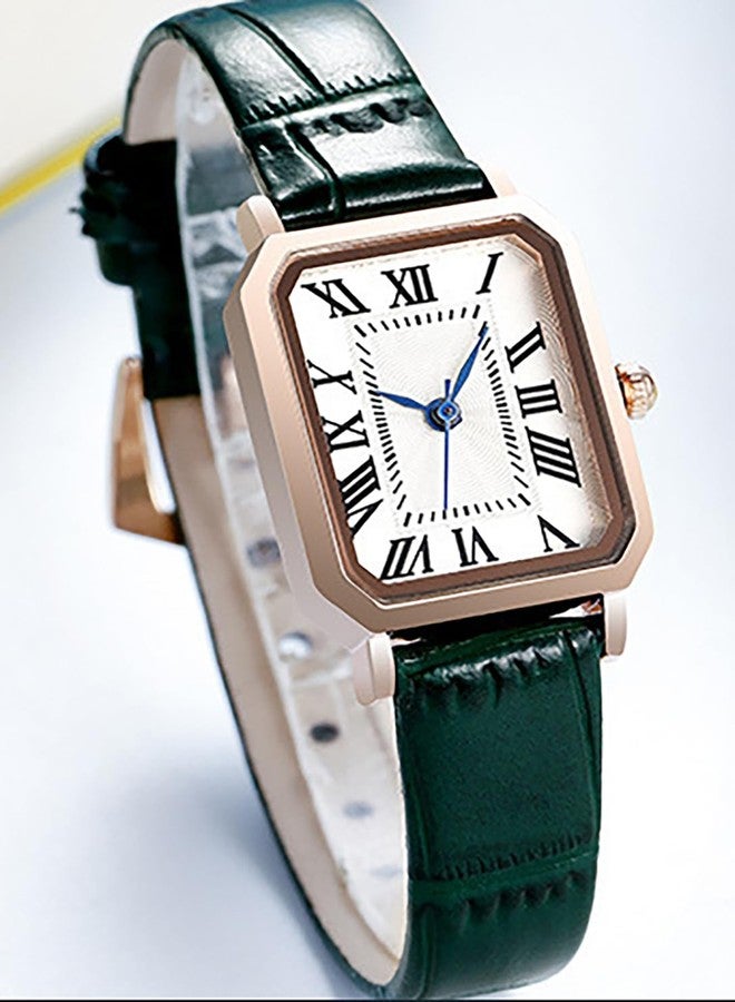 BESTKANG Leather Strap Watches for Women Elegant Dainty Ladies Watch Vintage Rectangle Women Quartz Wrist Watch, Black Rose Gold White, vintage - Image 3