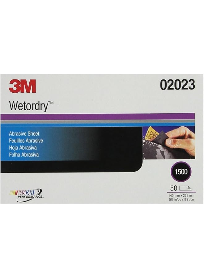 ثري ام ورق صنفرة Wetordry 401Q 02023 1500+ حبيبات 5 1 2 بوصة × 9 بوصة 50 ورقة سريعة القطع لصقل هيكل السيارة والطلاء والتشطيب - Image 1
