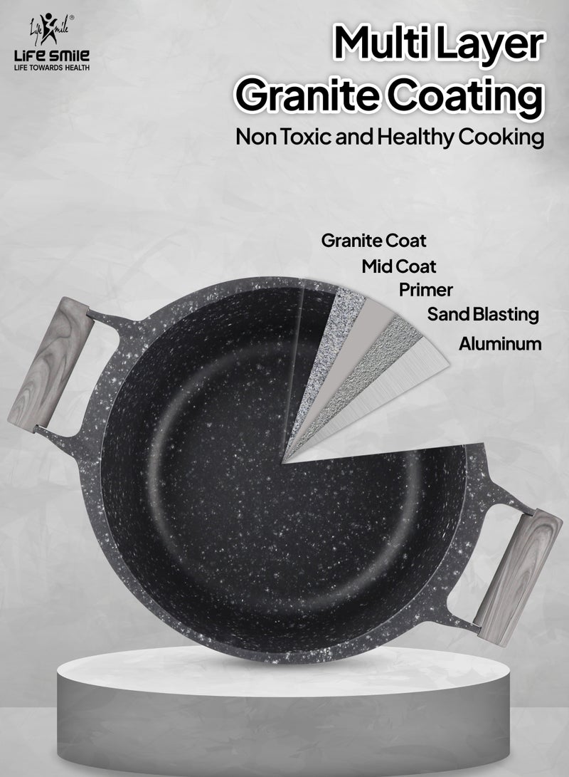 Life Smile طقم أواني طهي غير لاصقة 8 قطع - طقم أواني ومقالي جرانيت ، 100% خالية من PFOA ، أواني طهي بمقابض وبكاليتي ، طقم طهي بقاعدة تحريضية يتضمن وعاء حساء 20/24/28 سم ووعاء ضحل 26 سم - Image 4
