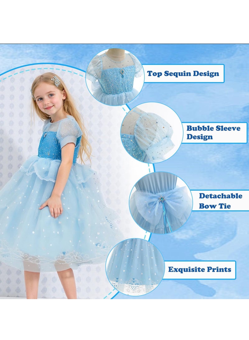 general Elsa Frozen Princess Costume Deluxe Edition Breathable Fancy Dress With Accessories Set Perfect For Cosplay Birthday Party Themed Parties Children'S Day Gift - Image 3