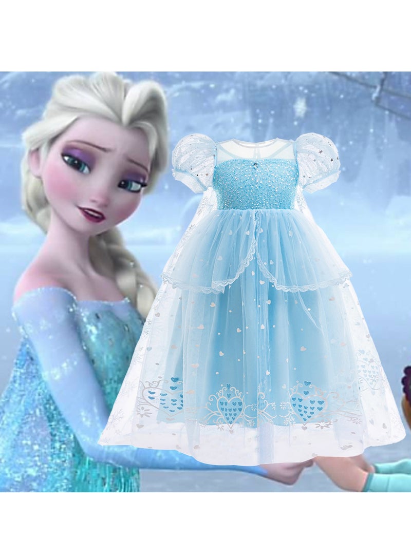 general Elsa Frozen Princess Costume Deluxe Edition Breathable Fancy Dress With Accessories Set Perfect For Cosplay Birthday Party Themed Parties Children'S Day Gift - Image 4