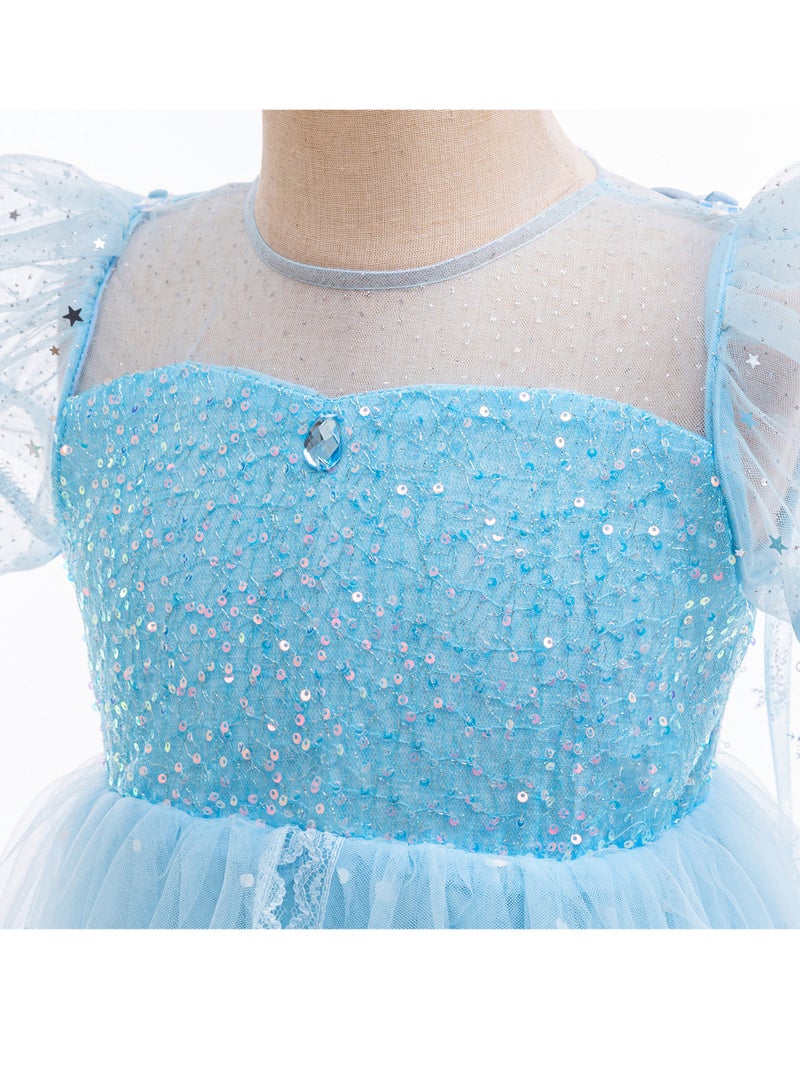 general Elsa Frozen Princess Costume Deluxe Edition Breathable Fancy Dress With Accessories Set Perfect For Cosplay Birthday Party Themed Parties Children'S Day Gift - Image 5