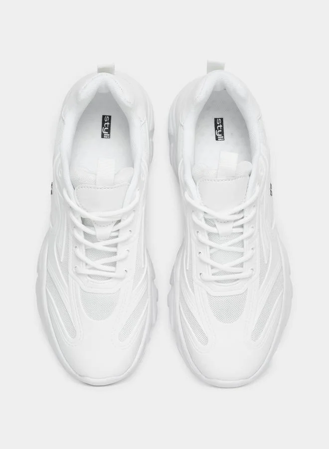 Styli Active Textured Web Design Chunky Sneakers