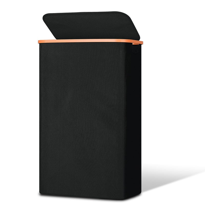 Vincona Slim Laundry Basket with Lid Narrow Dirty Clothes Hampers for Laundry with Handle Skinny Laundry Bin for Laundry Room Dorm Bedroom and Bathroom 198 Gallon 75L Black