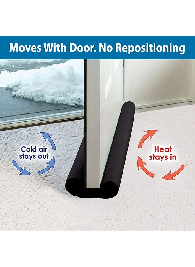 erorex - 2Pcs Under Door Draft Stopper Weather Stripping Noise Blocker Double Sided Under Door Draft Stopper Interior Front Door Sweep Blocker Soundproofing Guard 0.96M Black - Image 1