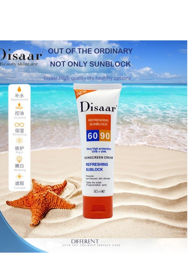 Disaar Refreshing Sunblock Sunscreen Cream SPF 90 Clear 80ml - Image 5