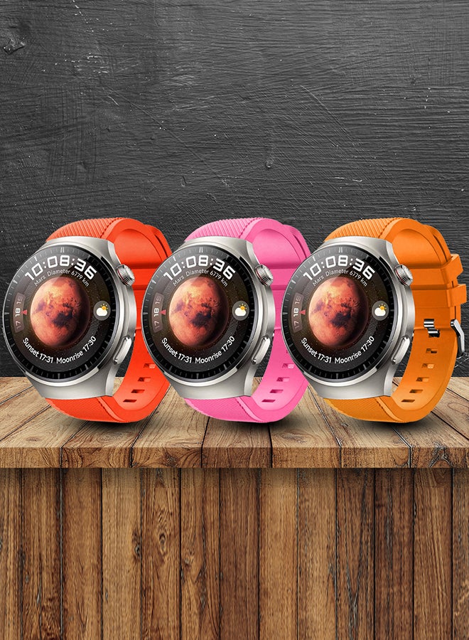 CATANES حزمة 3 أشرطة ساعة سيليكون 22 مم حزام رياضي متوافق مع ساعة هواوي 4 برو بديل للأساور المعصمية ناعمة ومتينة متعددة الألوان - Image 2