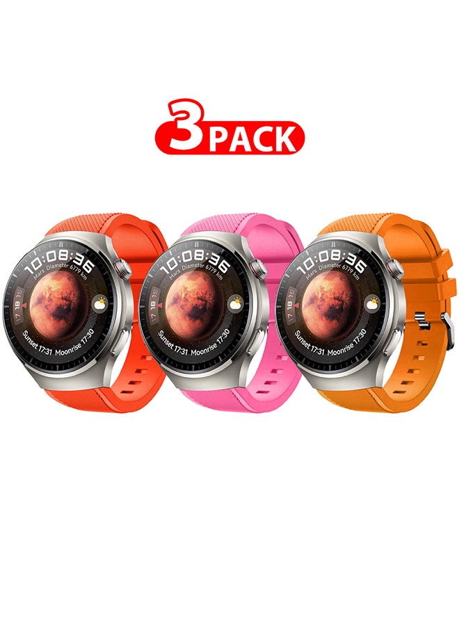 CATANES حزمة 3 أشرطة ساعة سيليكون 22 مم حزام رياضي متوافق مع ساعة هواوي 4 برو بديل للأساور المعصمية ناعمة ومتينة متعددة الألوان - Image 1