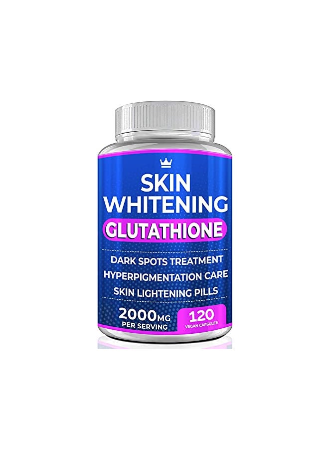 Northern Crown Cosmetics Glutathione Whitening Pills - 120 Capsules 2000mg Glutathione - Effective Skin Lightening Supplement - Dark Spots, Melasma & Acne Scar Remover, Hyperpigmentation Treatment - Anti-Aging Antioxidant - Image 1