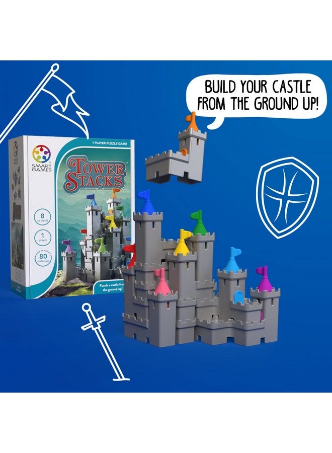 سمارت جيمز لعبة بناء القلاع من SmartGames Tower Stacks مع 80 تحديًا للأعمار من 8 سنوات وحتى البالغين - Image 5