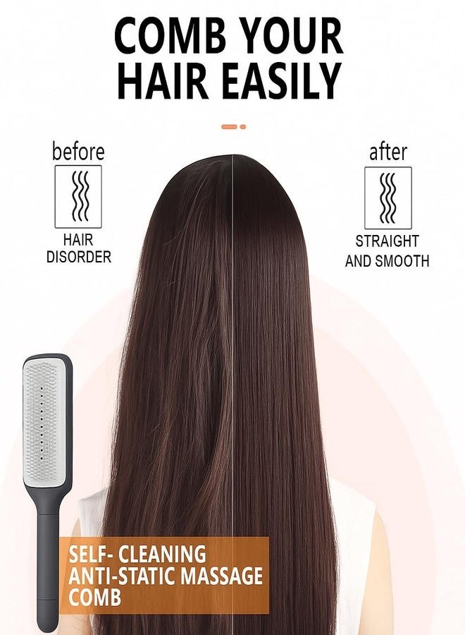 Celvee Self-Cleaning Anti-Static Massage Comb, 4-in-1 Hairbrush for Smooth Tangle-Free Hair, Hair Brushes for Women (multicolor) - Image 5