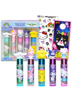 Sanrio Hello Kitty and Friends Lip Balm Tubes  Bundle with 5 Sanrio Lip Balms in Assorted Flavors for Party Favors Plus Stickers More  Sanrio Lip Balm Set for Girls 
