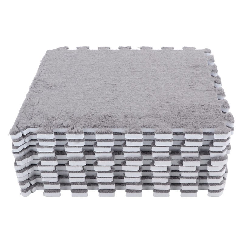 10 Plush Foam Floor Mats Interlocking Rug Grey Soft Non Slip - Image 2