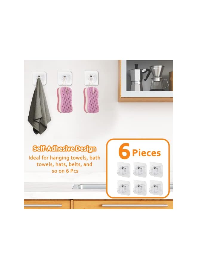 erorex 6 Pcs No Drill Curtain Rod Brackets, Transparent Self-Adhesive Nail Free Wall Mount Curtain Rod Holder Hooks for Bathroom, Kitchen, Home, Hotel Use  - Image 2