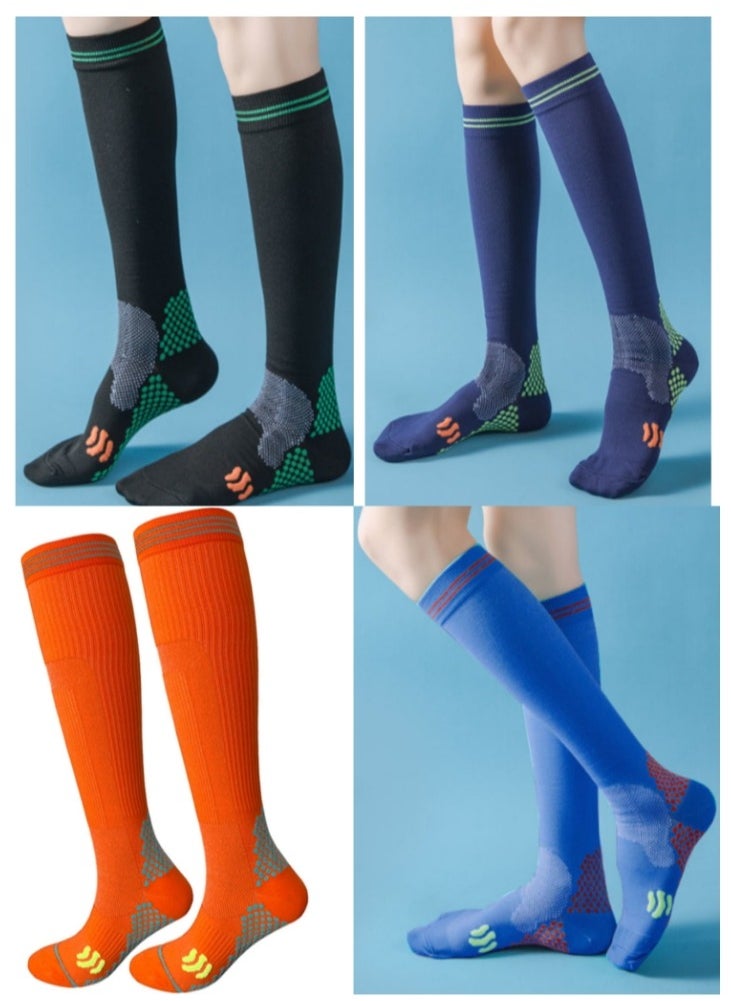 OASIS-TH 4 Pairs Compression Stockings Knee High 20-30 mmHg Men Women Socks   Best for Athletic, Travel, Running, Fitness, Reduce Calf Pain Faster Recovery  - Image 1