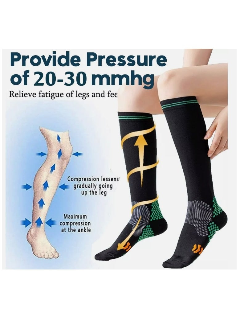 OASIS-TH 4 Pairs Compression Stockings Knee High 20-30 mmHg Men Women Socks   Best for Athletic, Travel, Running, Fitness, Reduce Calf Pain Faster Recovery  - Image 2