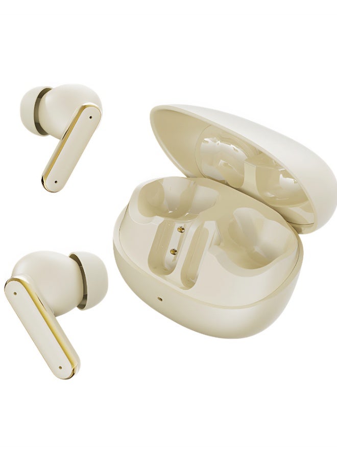 Sports Bluetooth Headphones with Digital Display, Noise Cancellation, Long Battery Life, In-Ear Gaming Wireless Headphones, Heavy Bass, True Wireless Earbuds, ENC, Clear Calls, Lightweight Earphones, IPX5 Waterproof, Apricot  - Image 1