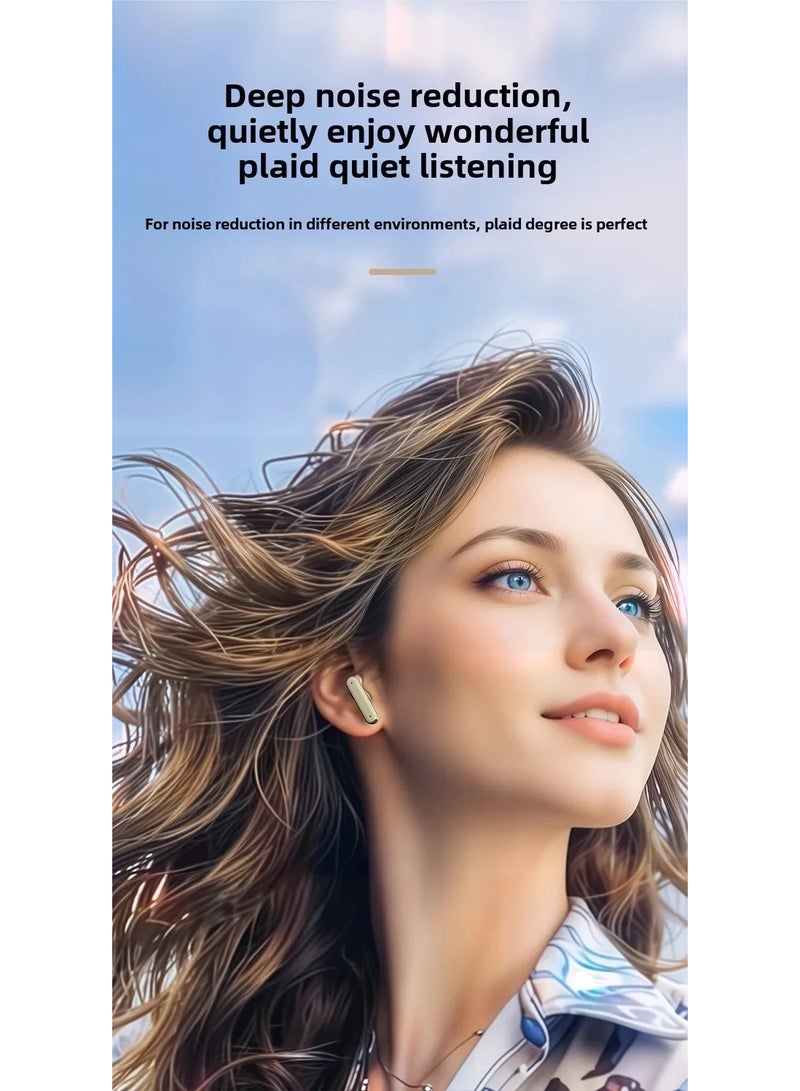 Sports Bluetooth Headphones with Digital Display, Noise Cancellation, Long Battery Life, In-Ear Gaming Wireless Headphones, Heavy Bass, True Wireless Earbuds, ENC, Clear Calls, Lightweight Earphones, IPX5 Waterproof, Apricot  - Image 4
