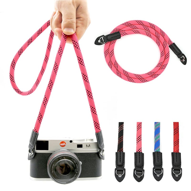 Eorefo Camera Strap Vintage 100Cm Nylon Climbing Rope Camera Neck Shoulder Strap For Micro Single And Dslr Camera (Pink) - Image 1